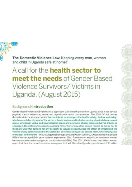 A Call for the Health Sector to Meet the needs of GBV Survivors (2015)